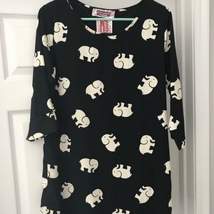 Elephant Print Dress Black White
